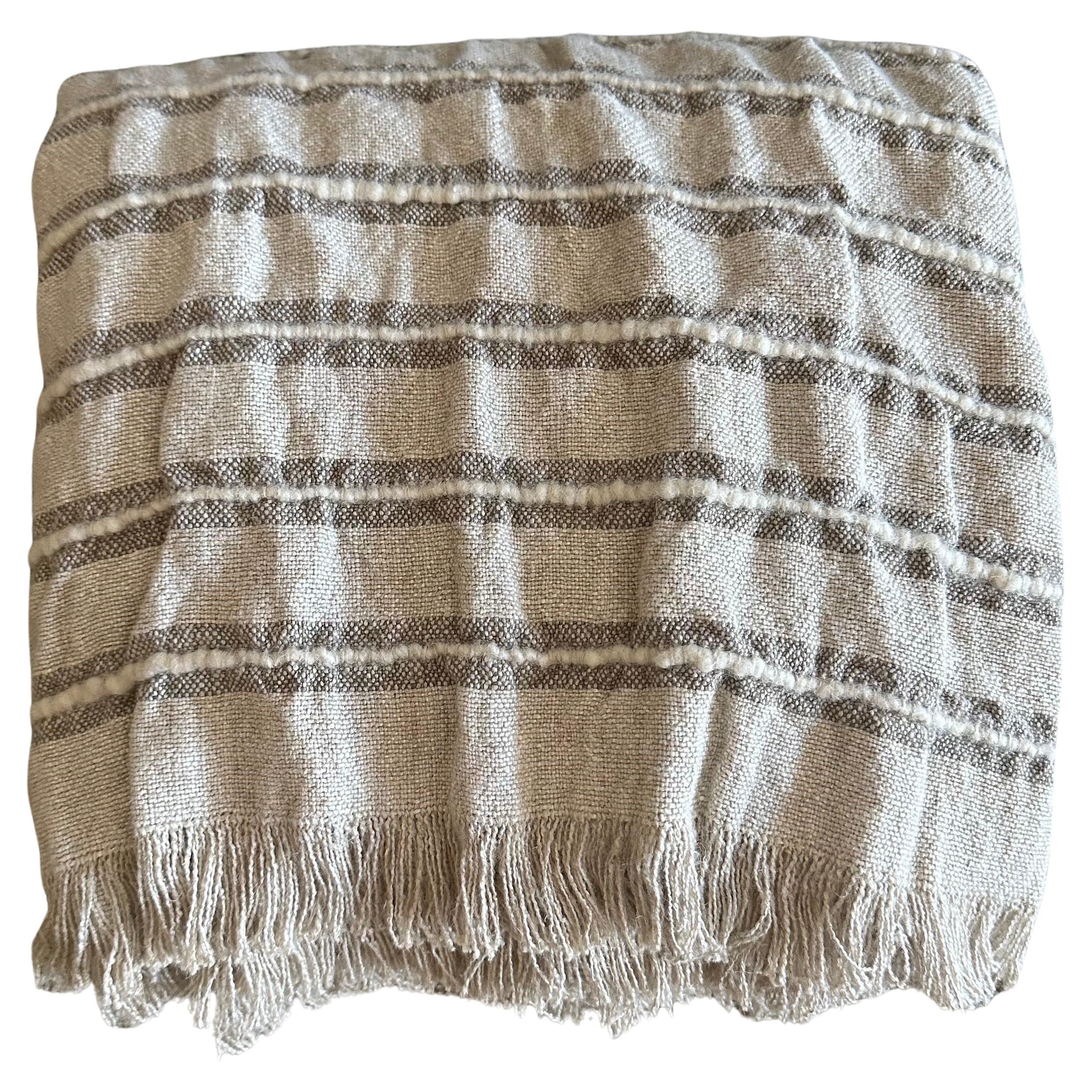 Natural Stripe Throw For Sale
