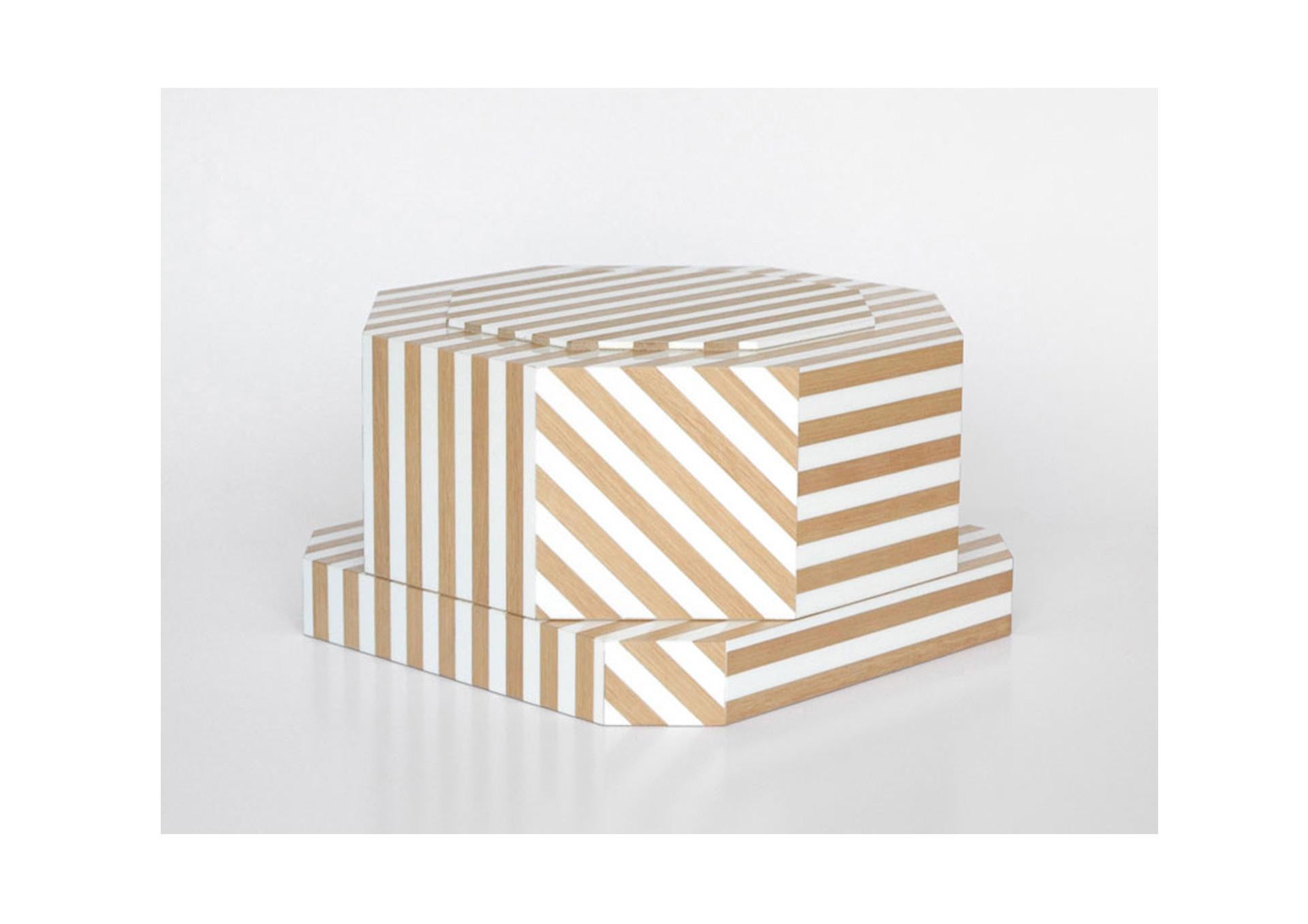Modern Natural Stripes Ziggurat Boxes by Oeuffice For Sale