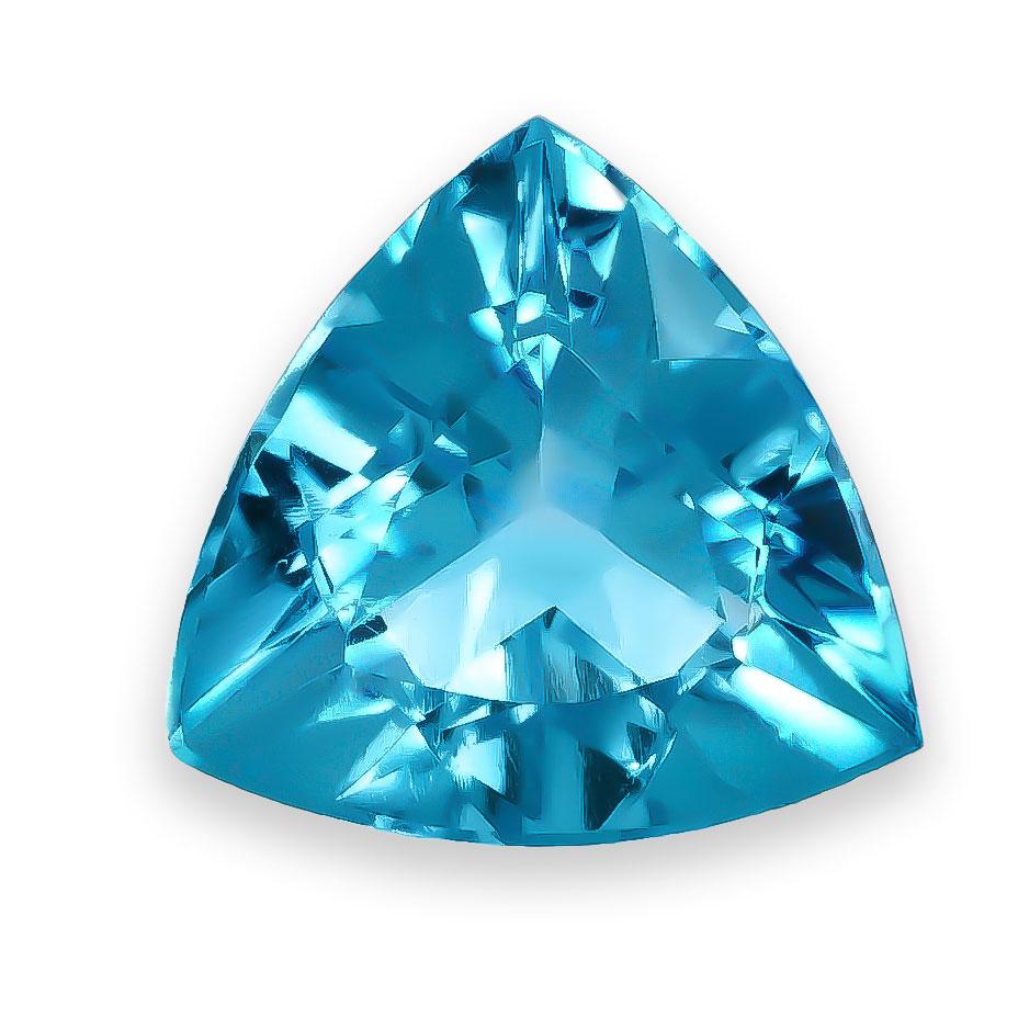 Entdecken Sie die bezaubernde Brillanz dieses natürlichen Schweizer Blautopas mit einem Gewicht von 3,42 Karat. Mit seiner auffälligen Trillion-Form und seinem leuchtenden Blauton ist dieser Edelstein die perfekte Wahl für individuelle Schmuckstücke