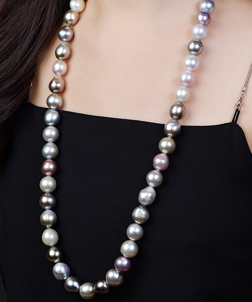Natural Tahitian and South Sea Pearl Necklace In New Condition In New York, NY