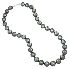 Tahitian Pearl Necklace 11mm-13mm 14K Gold 18 Inches