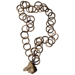 Natural Tan Coral and Bronze Chain Necklace