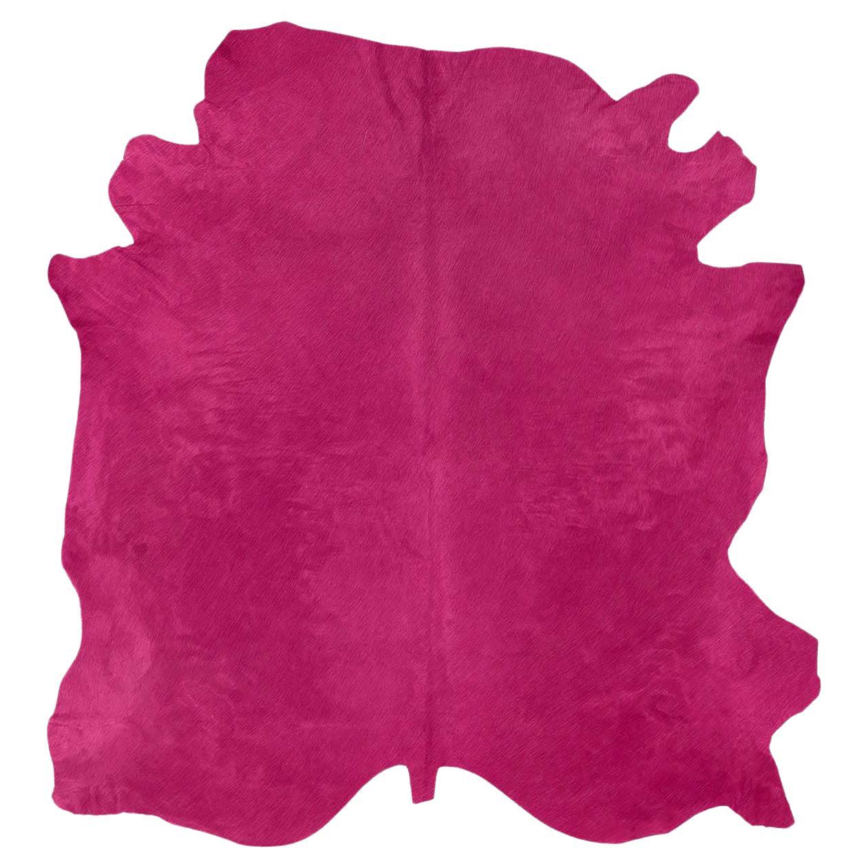 Natural Tanner Fuchsia Colored Leather Rug