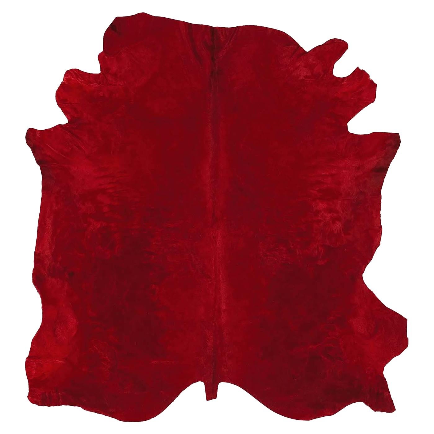 Natural Tanner Red Colored Leather Rug For Sale