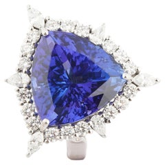 Anello con diamante di tanzanaite naturale in oro 18 carati