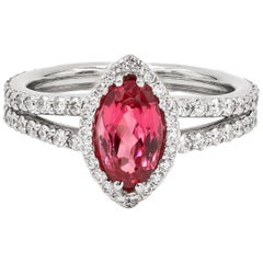 Natural Tanzanian 1.22 Carats Oval Pink Spinel and Diamond Ring