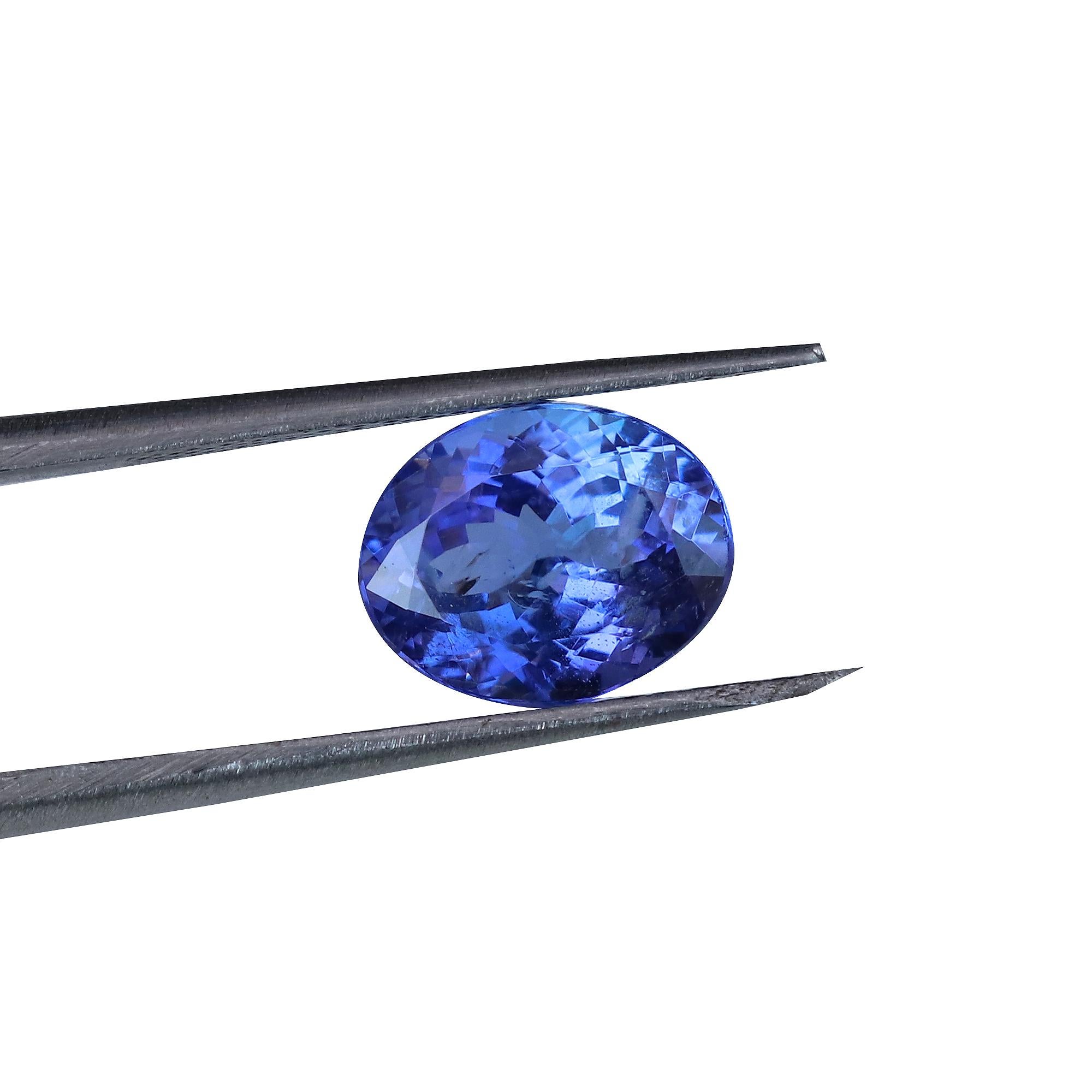 Art Deco Natural Tanzanite 10x8mm 3.31 Cts Oval AAAA Loose Gemstone December Birthstone For Sale