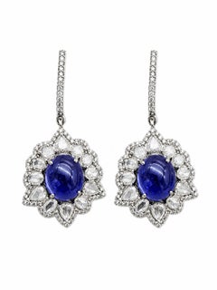Tanzanite 12.30ct & Diamond 3.91ct Stud Earrings in 14K Gold