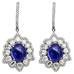 Natural Tanzanite 12.30CTS & Diamond 3.91CTS Earring in 14k Gold