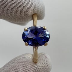 Natural Tanzanite 1.34ct Vivid Blue Violet Oval Cut Yellow Gold Solitaire Ring