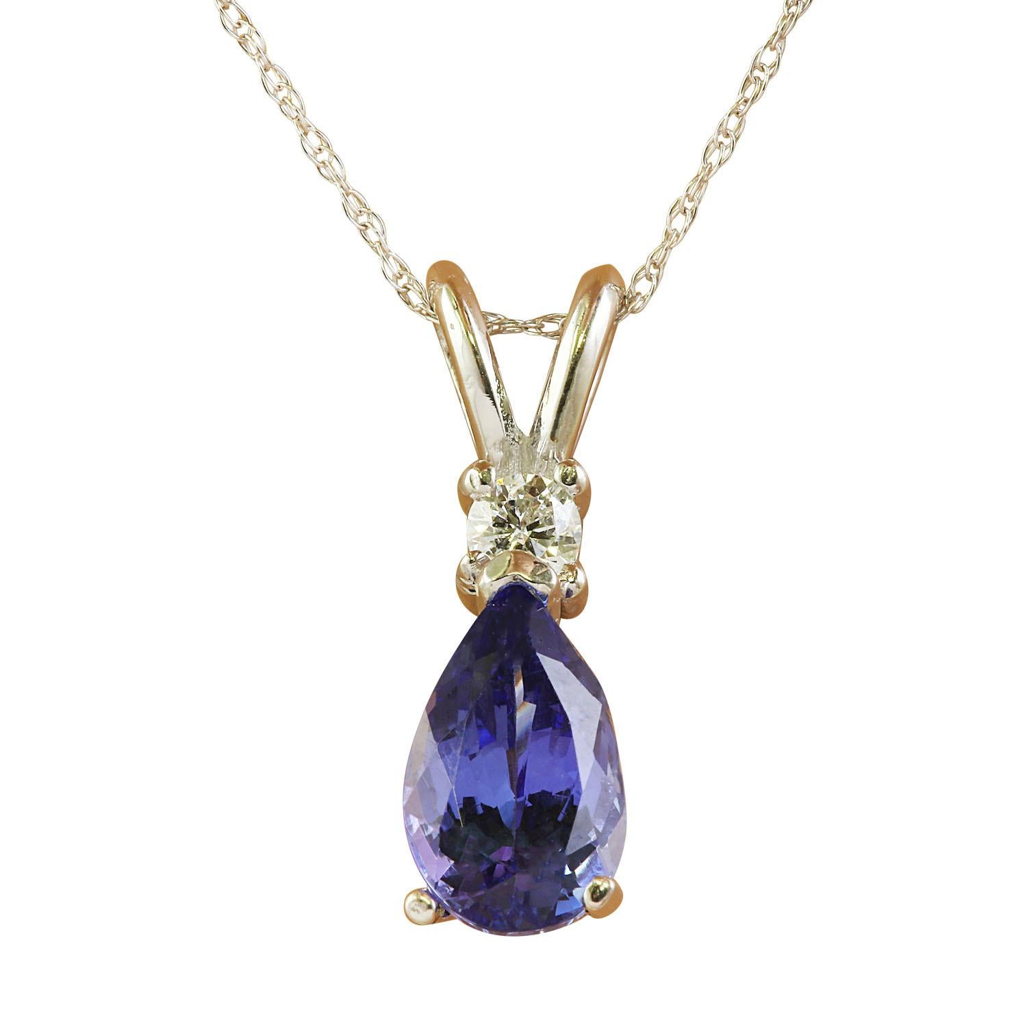Natural Tanzanite Diamond Necklace In 14 Karat White Gold  In New Condition For Sale In Los Angeles, CA