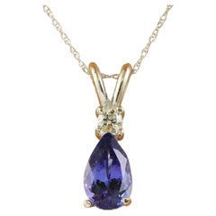 Collier de diamants et tanzanite naturelle en or blanc 14 carats 