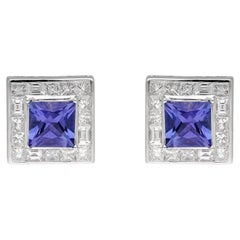 Orecchino con tanzanite naturale da 2,27 carati e diamante da 1,48 carati in oro 18 carati