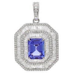 Pendente con tanzanite naturale da 2,51 carati e diamante da 1,48 carati in oro 14k