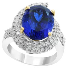 Stunning 18K White Gold Tanzanite & Diamond Ring, 5.38ct Gemstone
