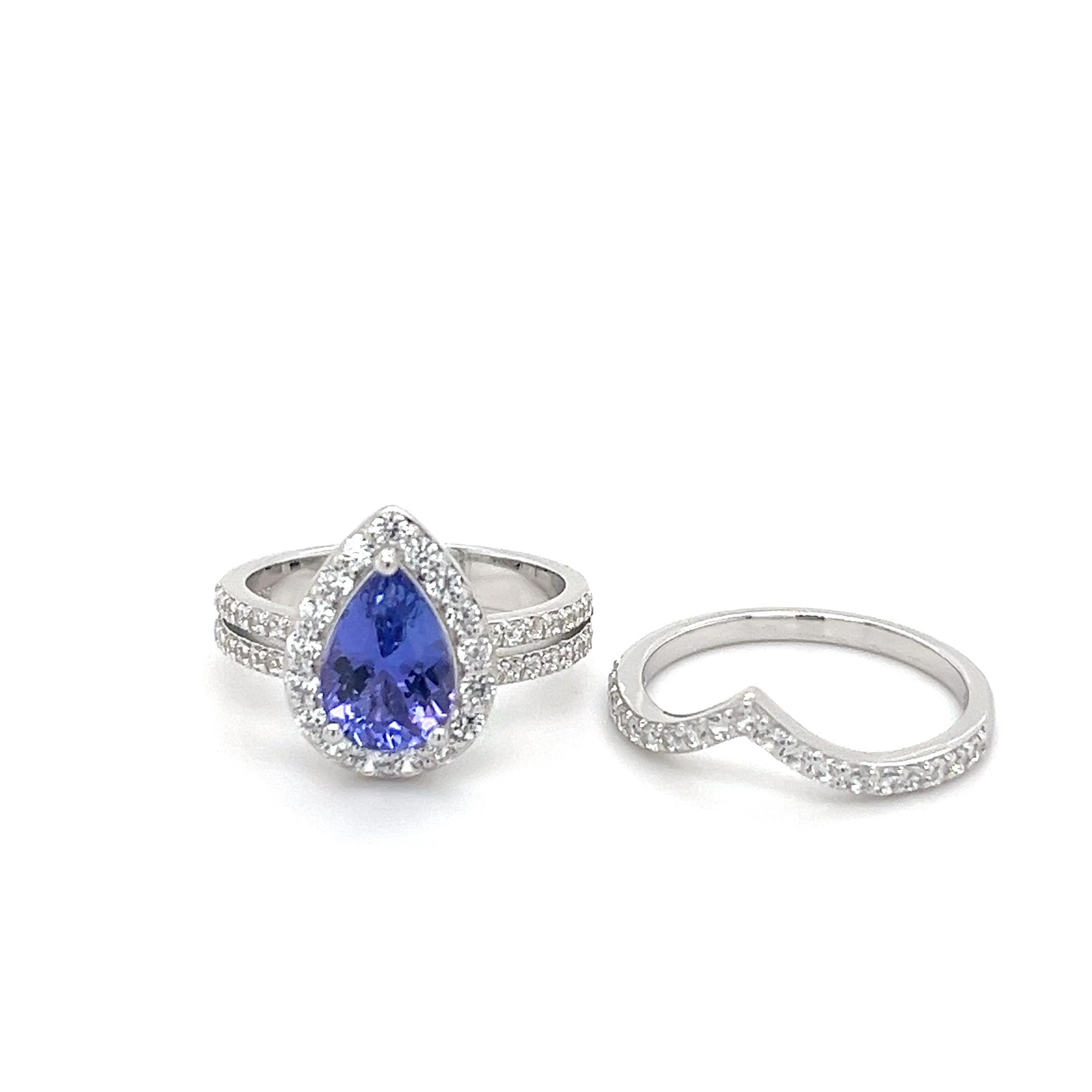 Tanzanita natural Anillo de plata de ley 925 Piedra de nacimiento de diciembre Joyería Regalo para ella Art Decó en venta