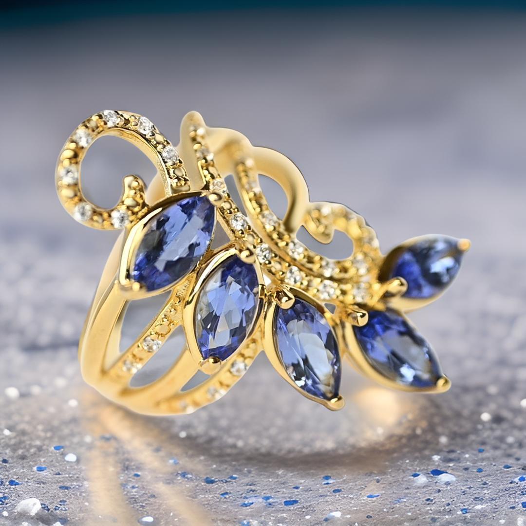 Taille Marquise Nature Tanzanite 925 Sterling Silver Ring December Birthstone Jewelry Gift Her en vente
