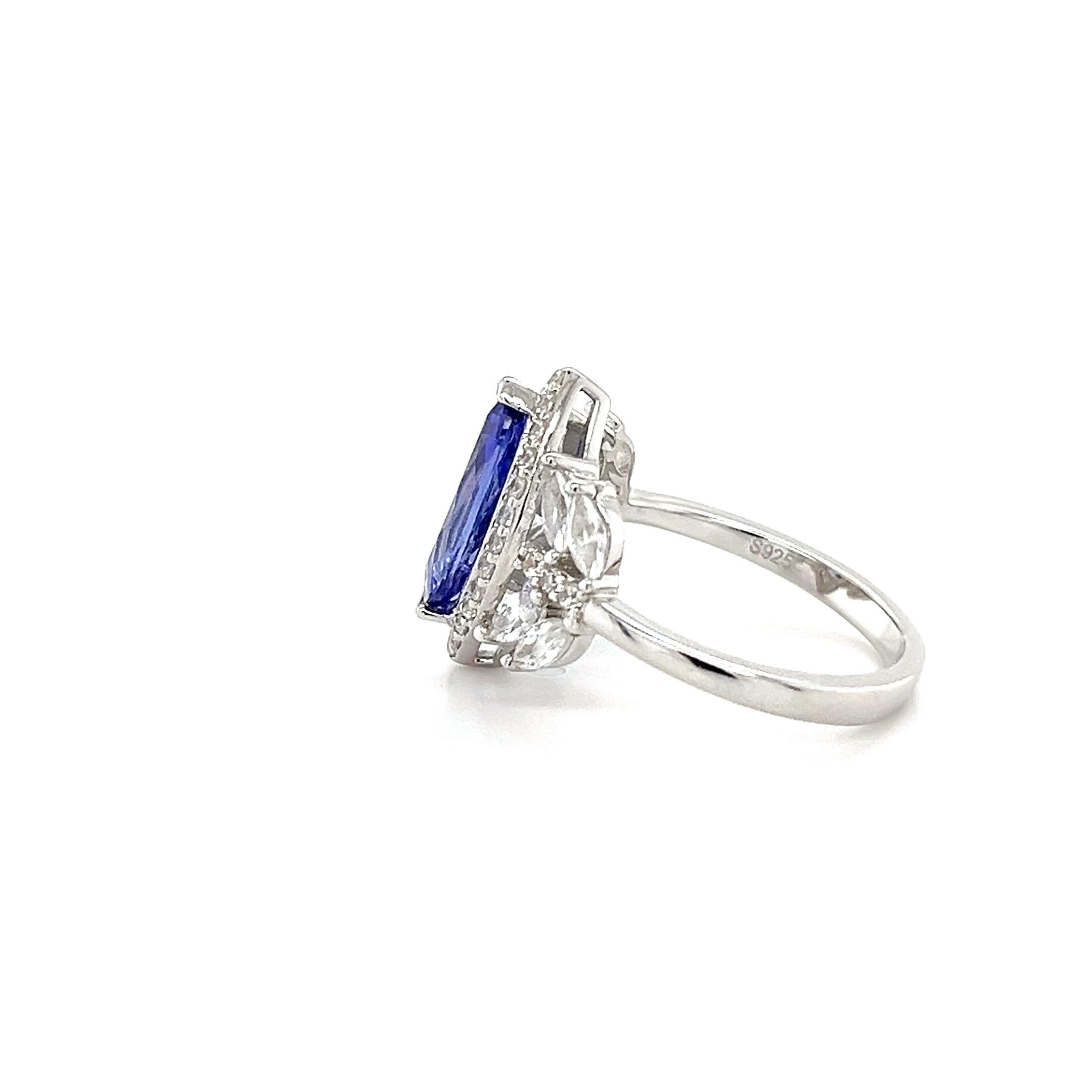 Tanzanita natural Anillo de plata de ley 925 Piedra de nacimiento de diciembre Joyería Regalo para ella en Nuevo estado para la venta en New York, NY