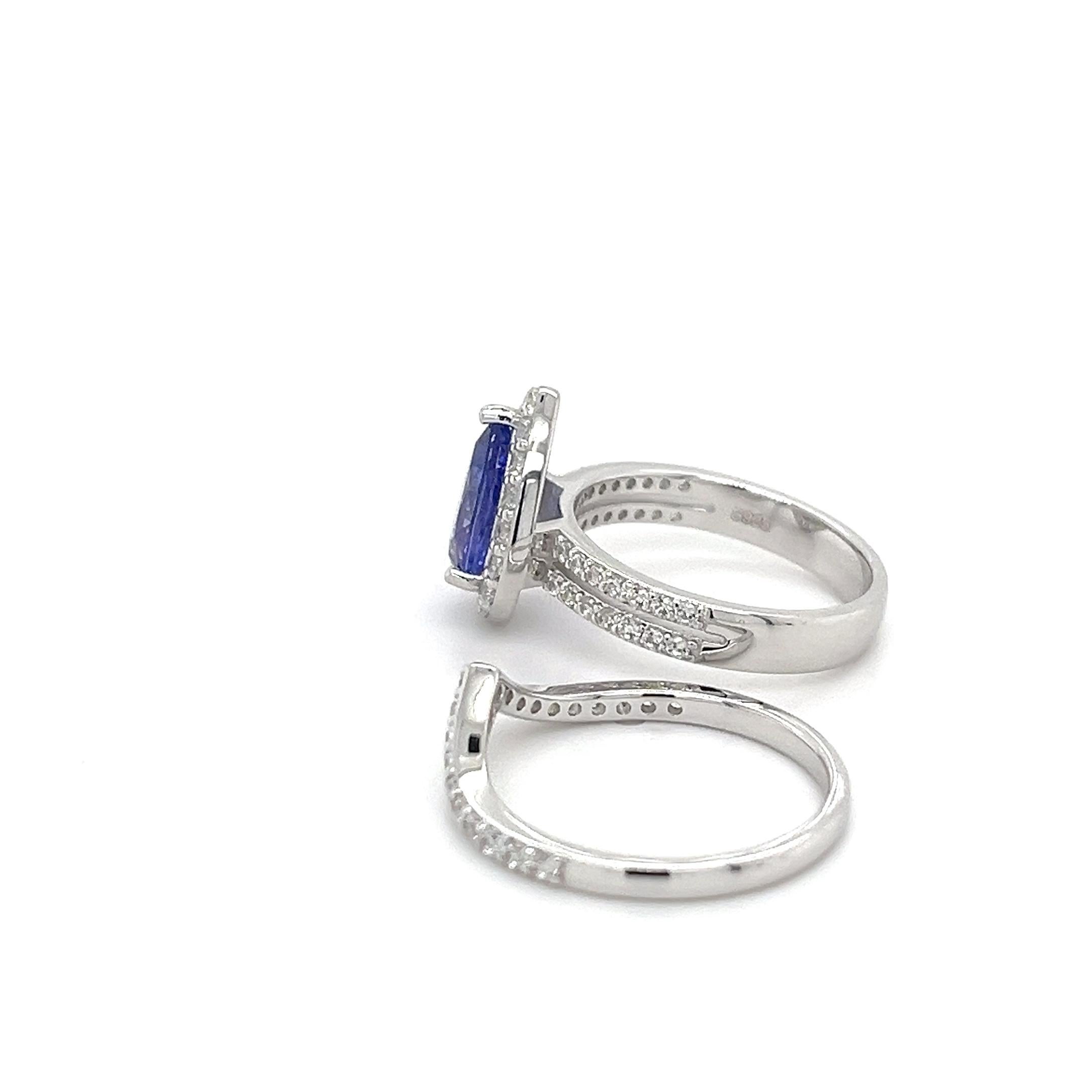 Tanzanita natural Anillo de plata de ley 925 Piedra de nacimiento de diciembre Joyería Regalo para ella en Nuevo estado para la venta en New York, NY