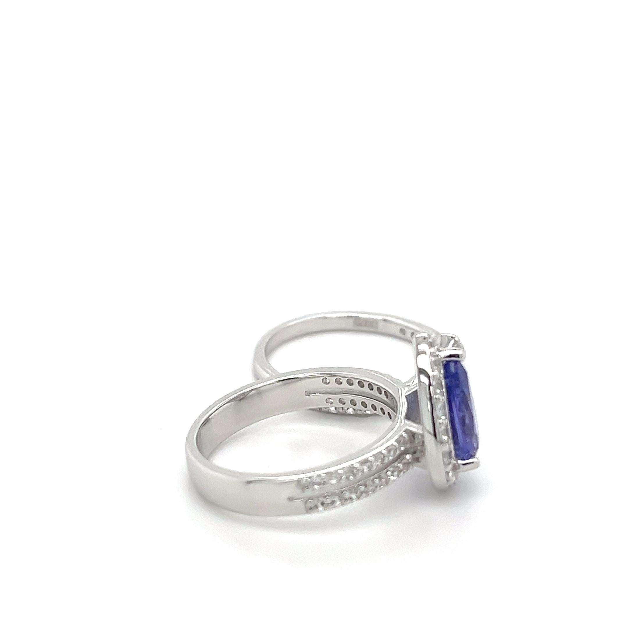 De las mujeres Tanzanita natural Anillo de plata de ley 925 Piedra de nacimiento de diciembre Joyería Regalo para ella en venta