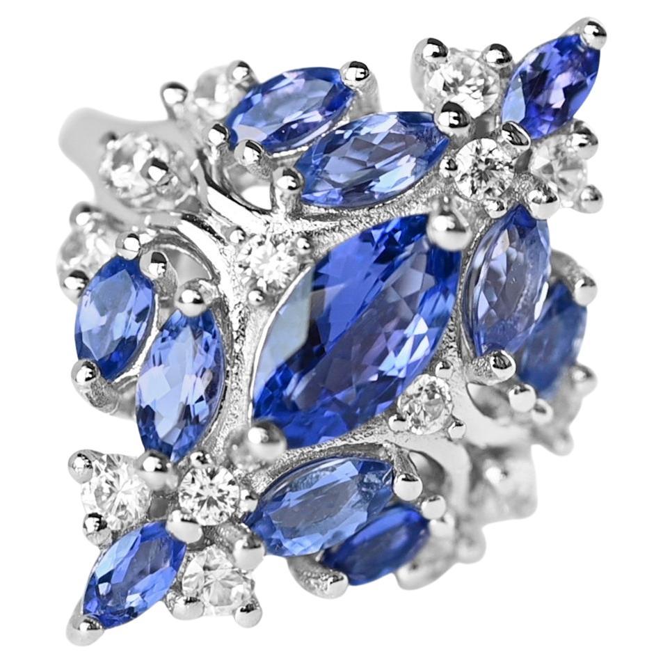 Tanzanita natural Anillo de plata de ley 925 Piedra de nacimiento de diciembre Joyería Regalo para ella