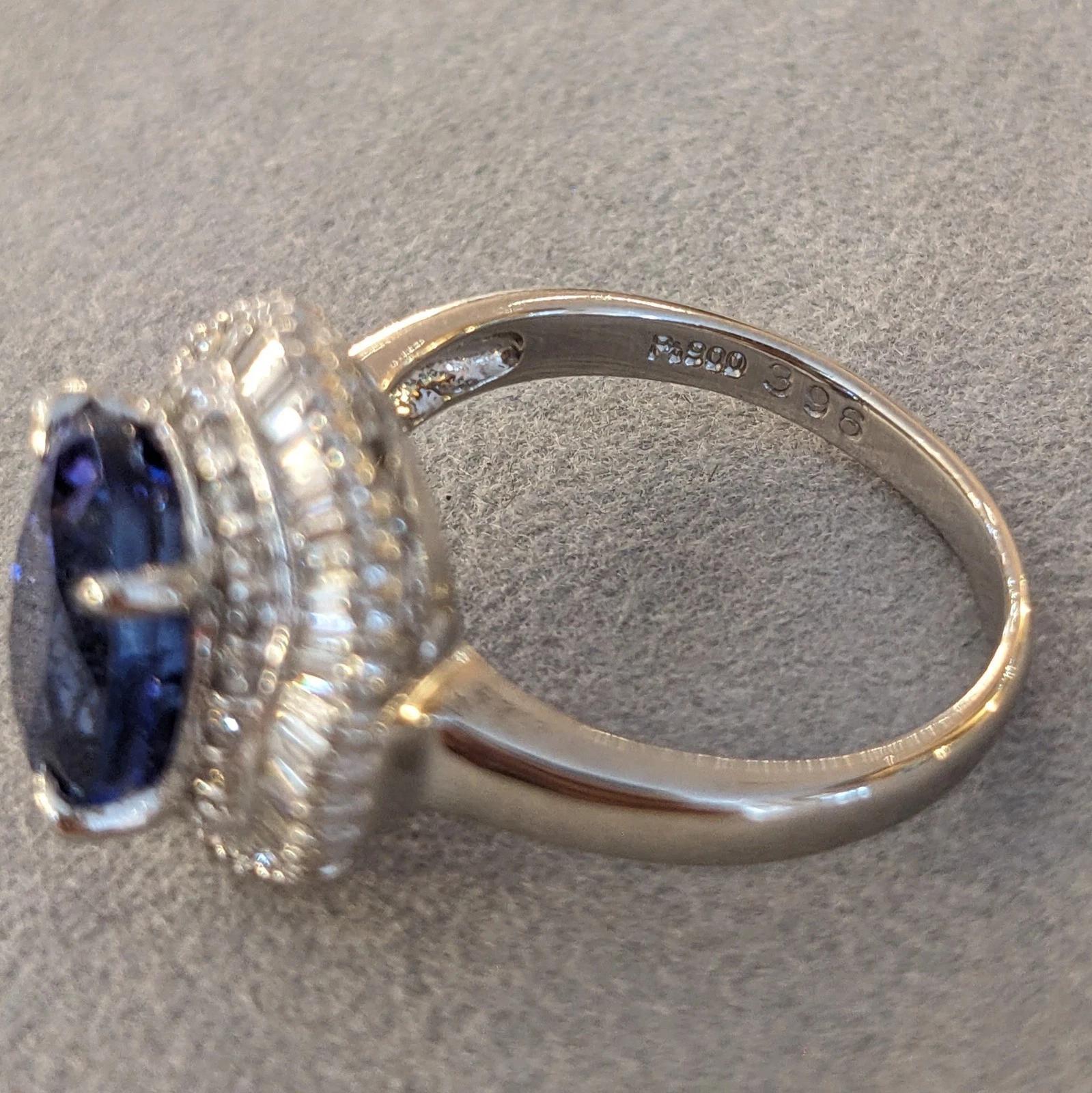 Natural Tanzanite and Diamond Ballerina Ring in Platinum For Sale 5
