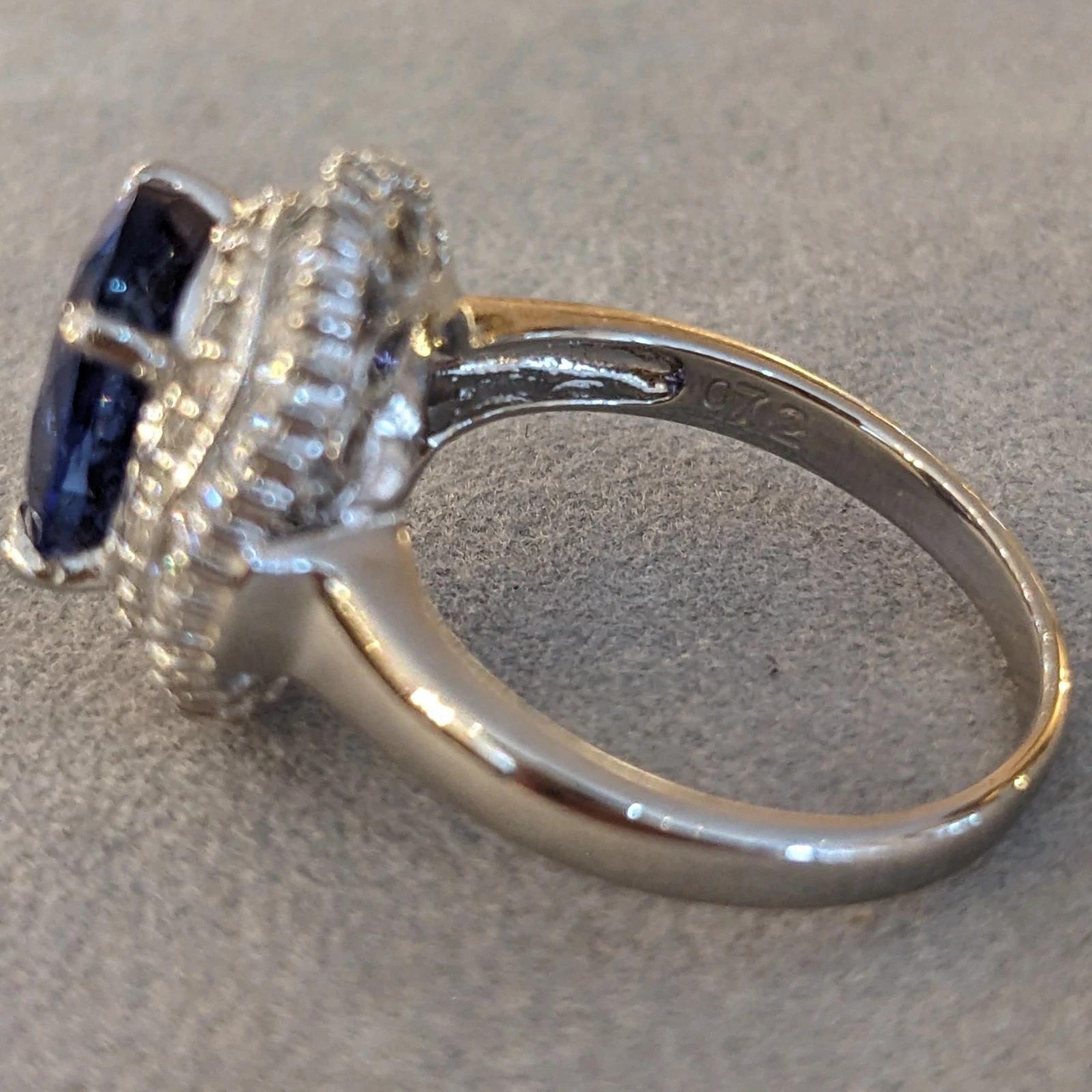 Natural Tanzanite and Diamond Ballerina Ring in Platinum For Sale 6
