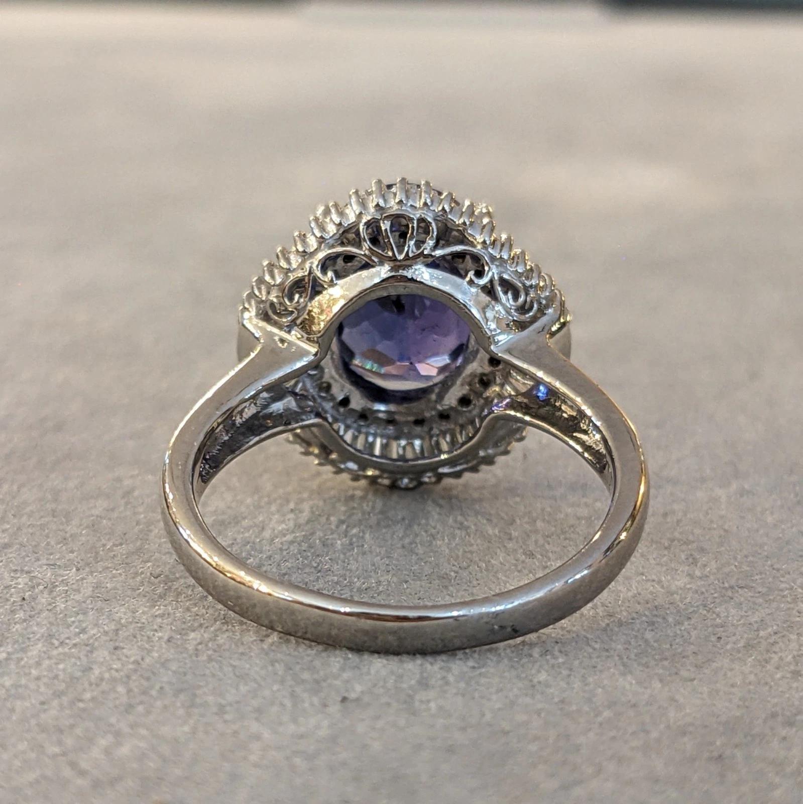 Natural Tanzanite and Diamond Ballerina Ring in Platinum For Sale 2