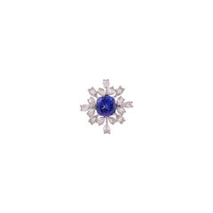 3.62 Carats Natural Tanzanite and Diamond Cocktail Ring 18k White Gold