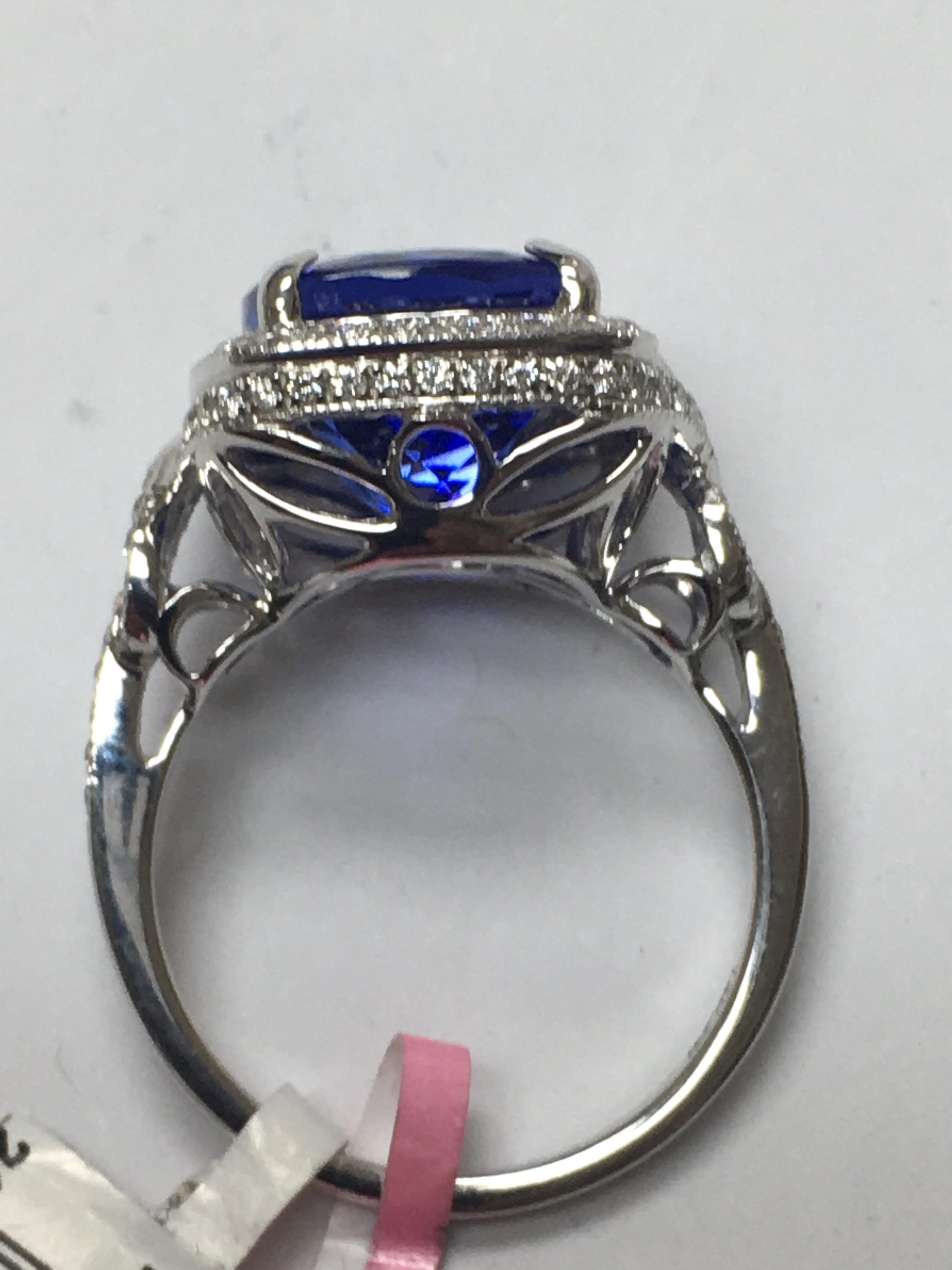 Contemporary Natural Tanzanite and Diamond Ring