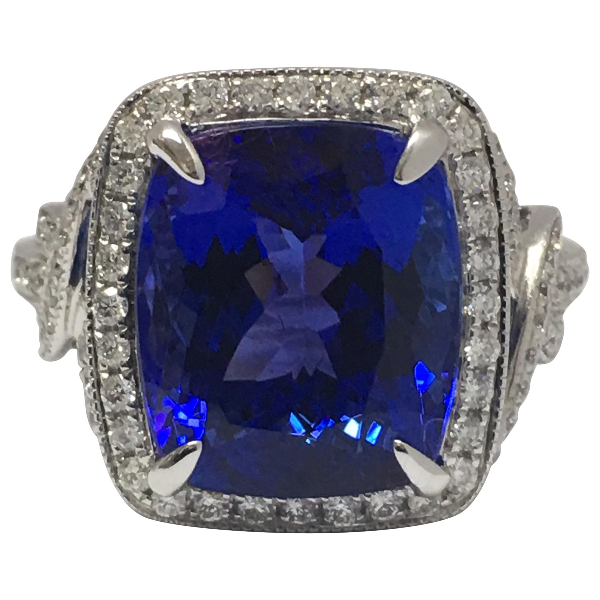 Natural Tanzanite and Diamond Ring