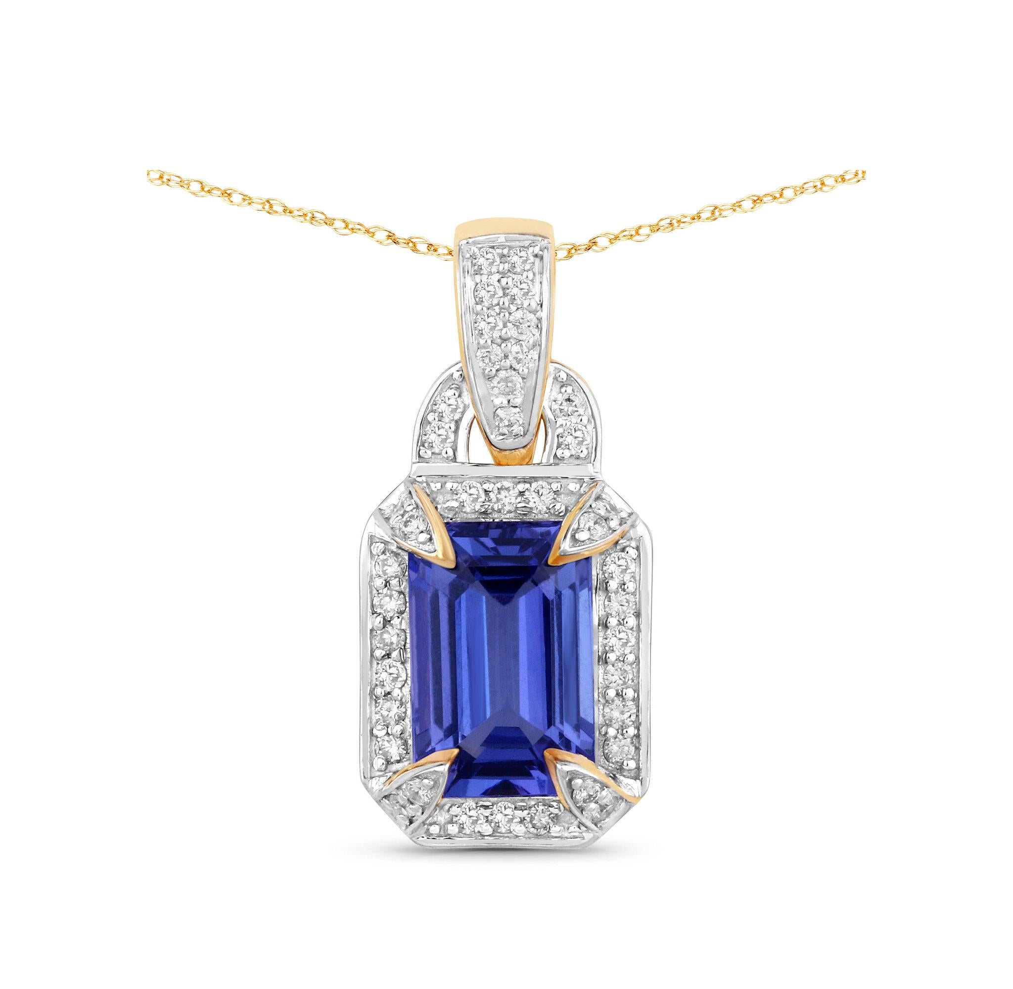 Natural Tanzanite and Diamond Statement Pendant 2.08 Carats 14K Gold In New Condition For Sale In Laguna Niguel, CA