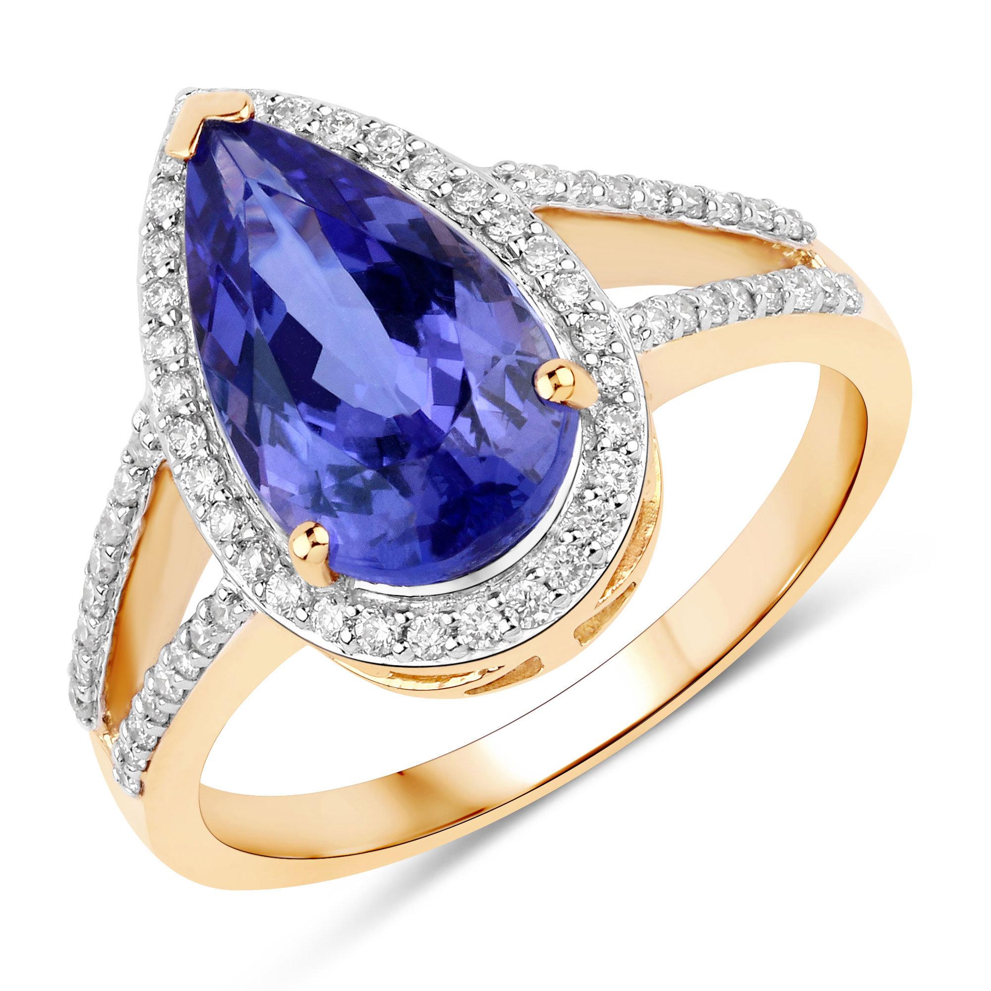 It comes with the appraisal by GIA GG/AJP
All Gemstones are Natural 
Pear Cut Tanzanite = 3.16 Carat
64 Round Diamonds = 0.29 Carats
Metal: 14K Yellow Gold
Ring Size: 7* US
*It can be resized complimentary