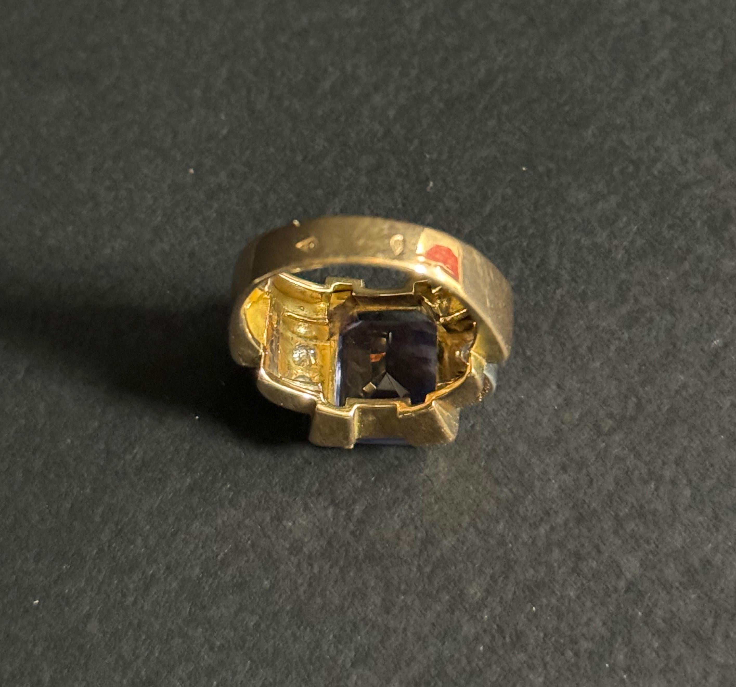 Tank-Ring mit natürlichem Tansanit und Diamant im Angebot 3