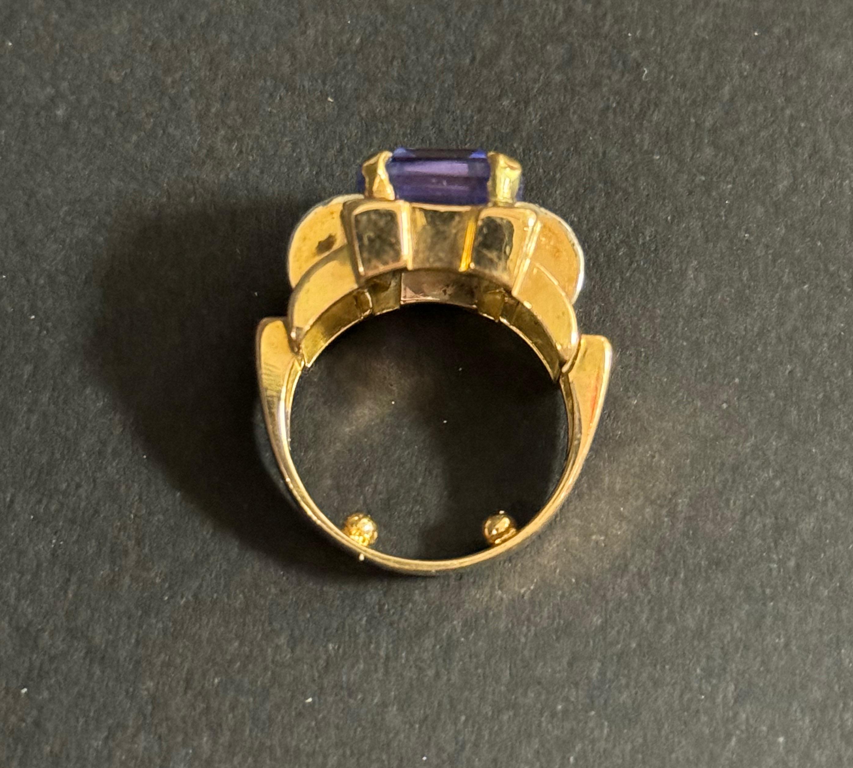 Tank-Ring mit natürlichem Tansanit und Diamant im Angebot 4