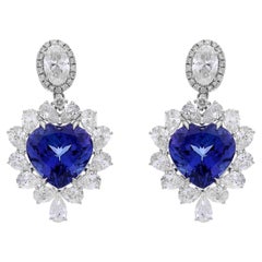 Natural tanzanite and natural diamond earring in 18k gold