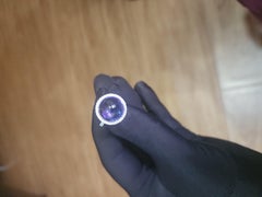 12.88 Ct Natural Tanzanite Cabochon & 0.55 Ct Natural Diamond Ring in 18KW Gold