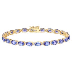 Natural Tanzanite Bracelet With Diamonds 10.8 Carats 14K Yellow Gold