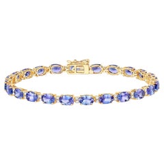 Natural Tanzanite Bracelet With Diamonds 10.8 Carats 14K Yellow Gold