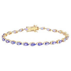 Natural Tanzanite Bracelet With Diamonds 5.62 Carats 14K Yellow Gold