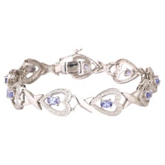 Natural Tanzanite Bracelet With White Topaz 2.27 Carats Sterling Silver