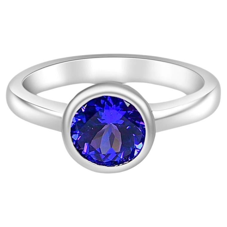 Natural Tanzanite Bridal Women's Ring Round Shape 1.30 Cts of Engagement Ring For Sale