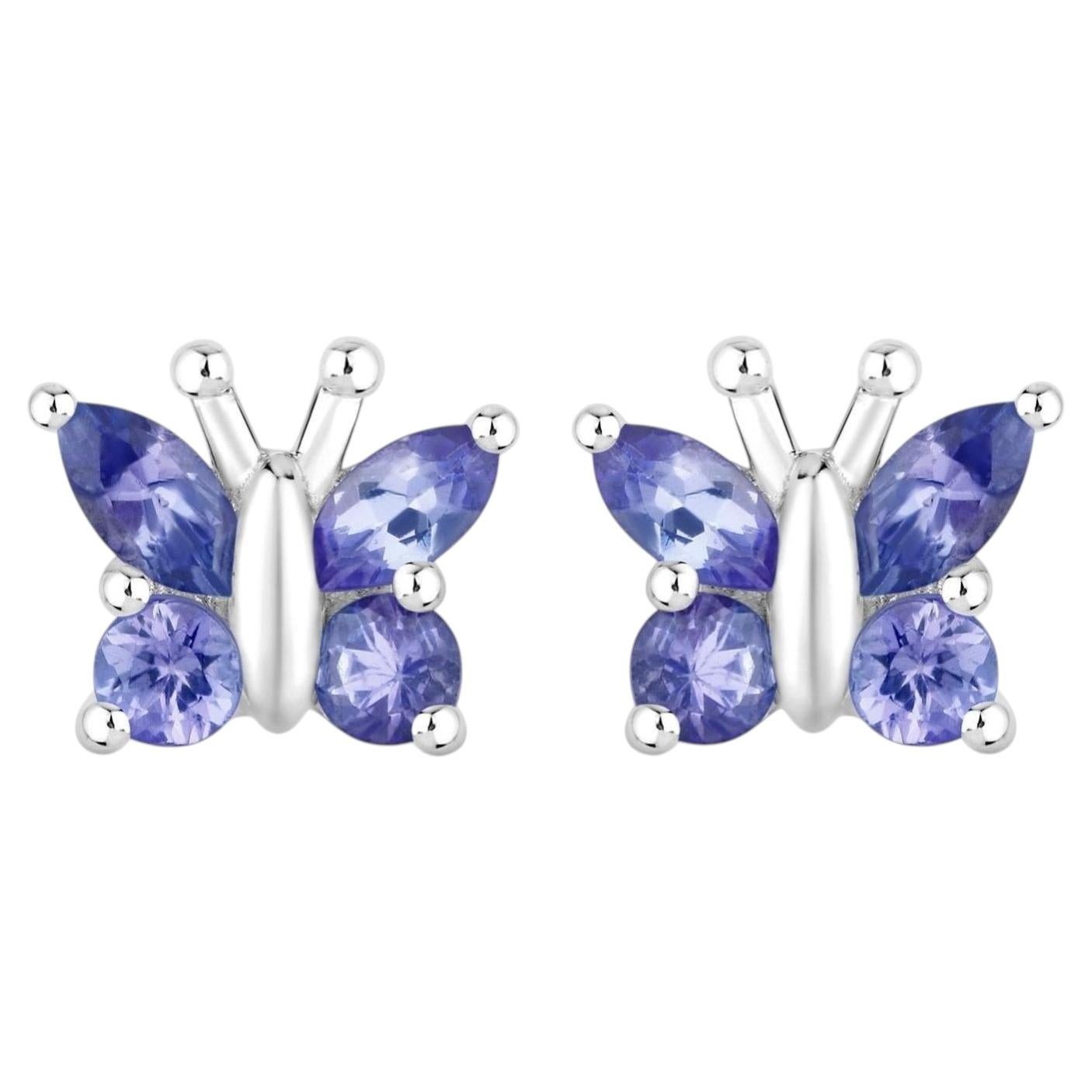 Natural Tanzanite Butterfly Earrings 0.92 Carats Sterling Silver