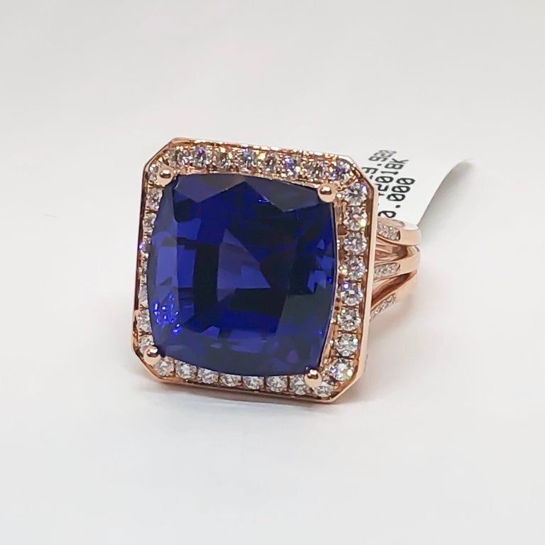 Tanzanite & 18k Rose Gold Princess Cut Ring main image 0
