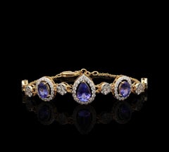 Natural Tanzanite & Diamond Bracelet in 14k Gold