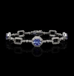 Natural Tanzanite & Diamond Bracelet in 18k Gold