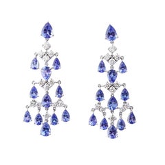 Natural 13.32cts Tanzanite & 2.63cts Diamond Earring in 14k Gold