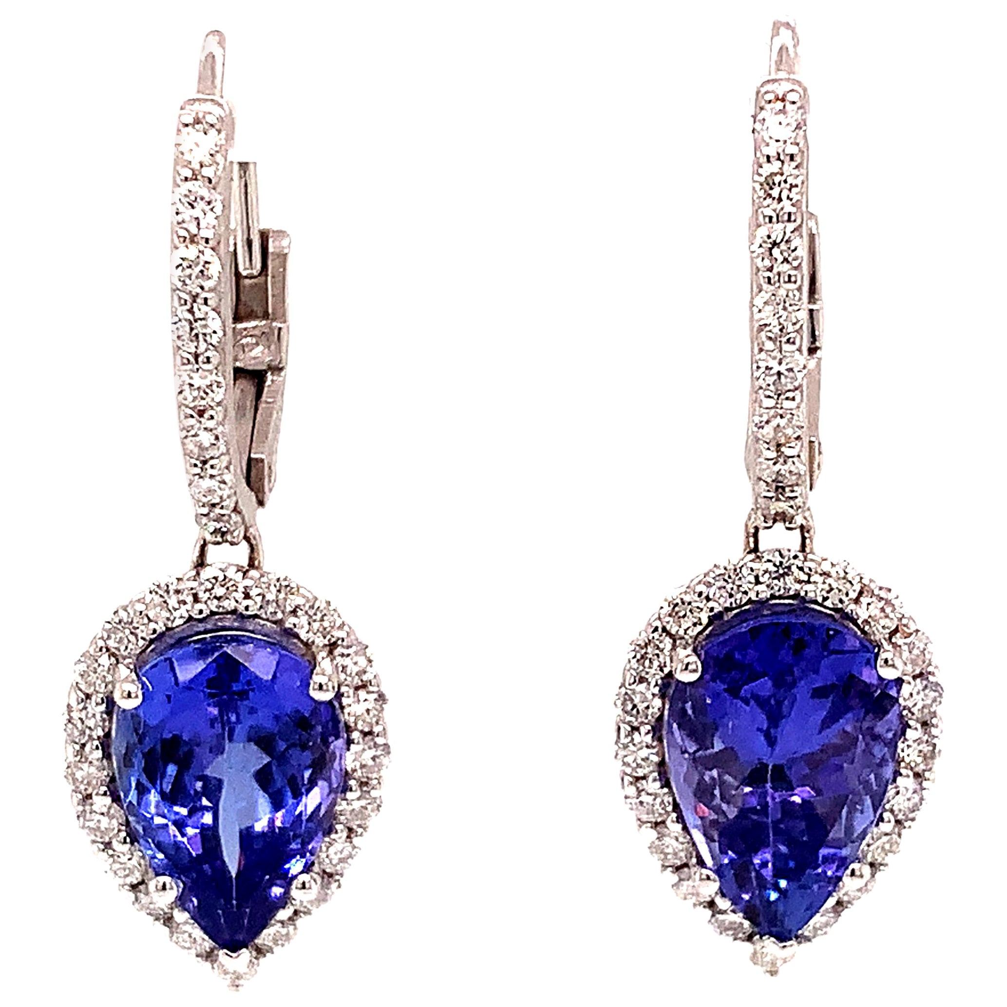 Natural Tanzanite Diamond Earrings 14k Gold 5.85 TCW Certified