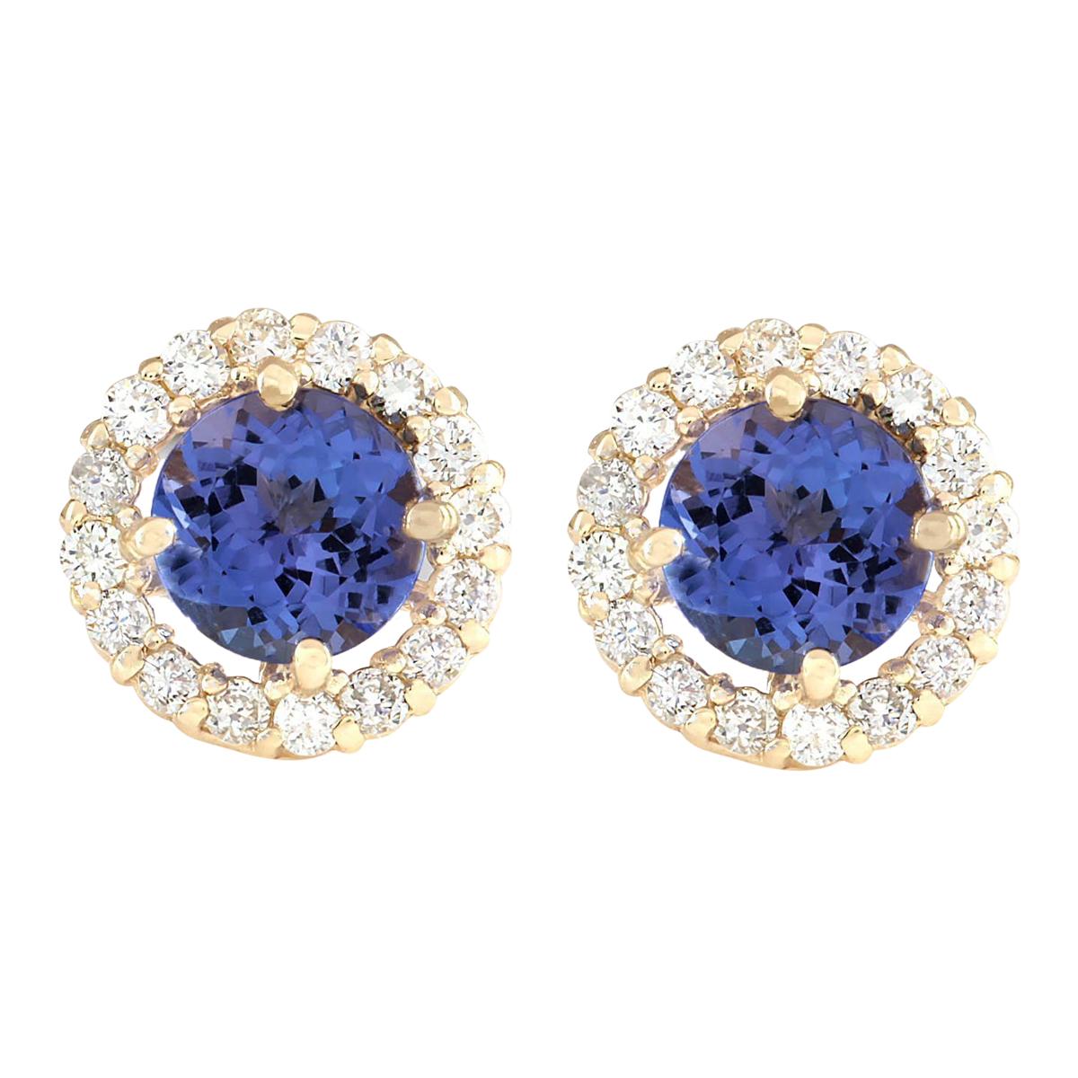 2.65 Carat Natural Tanzanite 14 Karat Yellow Gold Diamond Earrings
Stamped: 14K Yellow Gold
Total Earrings Weight: 2.0 Grams
Total Natural Tanzanite Weight is 2.00 Carat (Measures: 6.50x6.50 mm)
Color: Blue
Total Natural Diamond Weight is 0.65