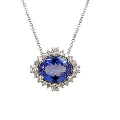 Natural Tanzanite Diamond Necklace 14k Gold 5.06 TCW Certified